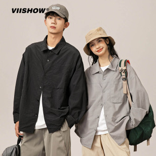 新款 VIISHOW日系工装 男女秋季 衬衫 复古休闲百搭情侣衬衣外套 长袖