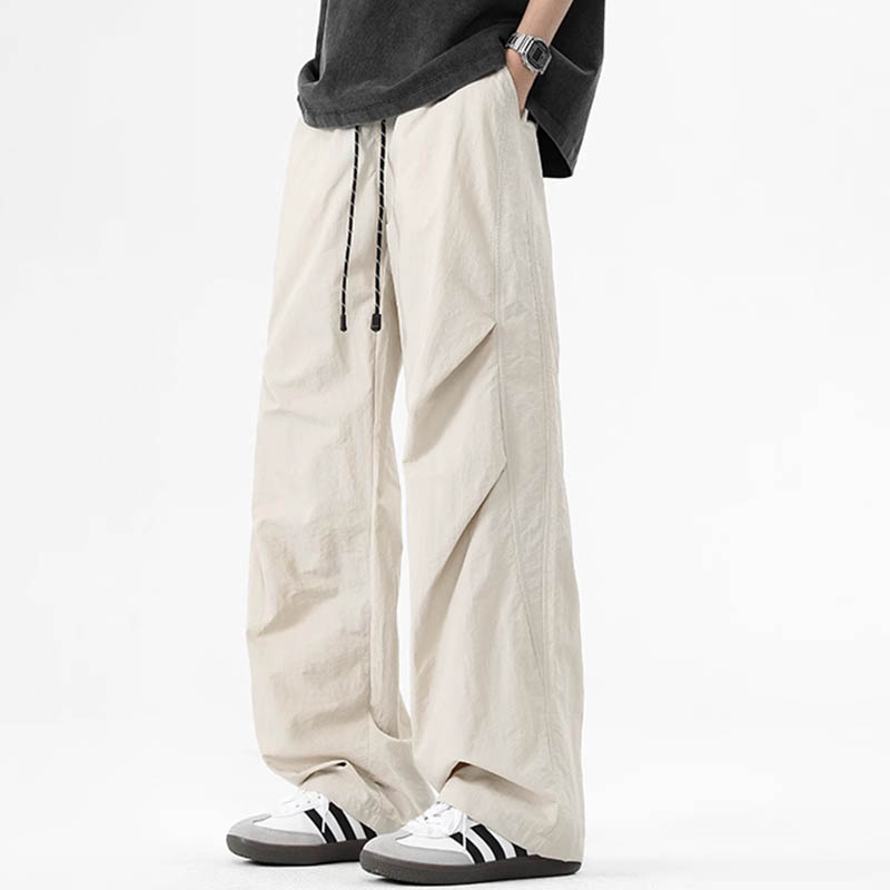 春夏新款休闲裤男款2025新款日系潮牌宽松阔腿百搭个性直筒工装裤