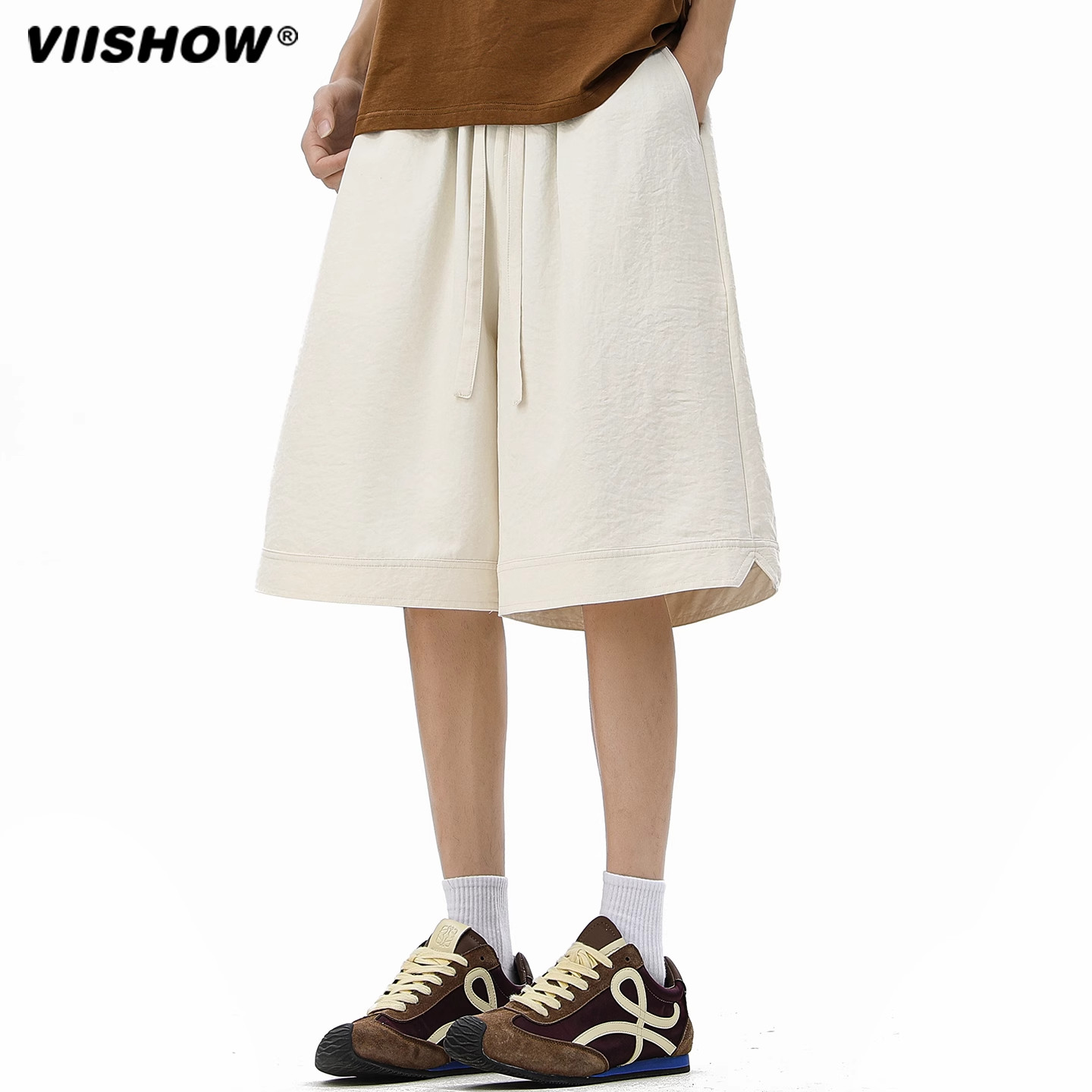 VIISHOW休闲短裤男2025年夏季新款松紧腰显瘦百搭宽松工装阔腿裤,男装,短裤,淘宝优惠券,粉丝福利购,淘宝优惠卷