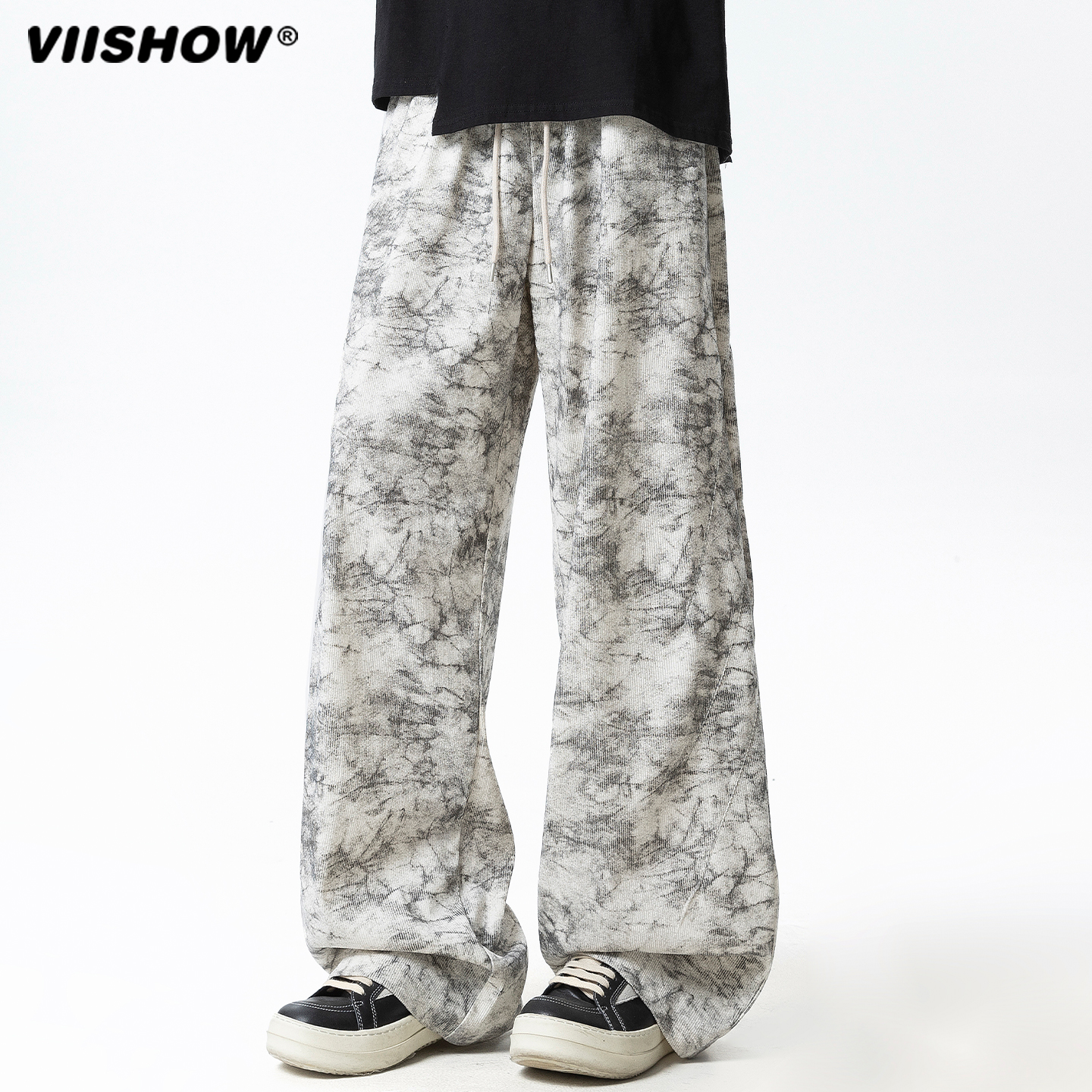 VIISHOW扎染裤子男士冬季宽松2025新款运动卫裤男生休闲阔腿长裤
