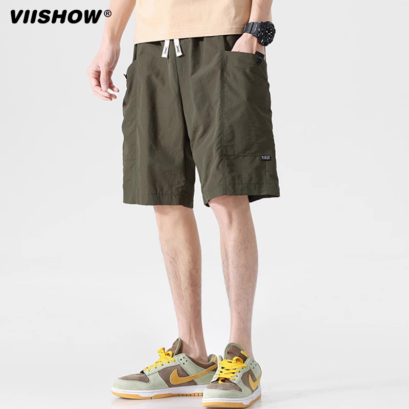 VIISHOW夏季日系抽绳松紧工装运动五分裤男复古潮牌宽松百搭短裤,男装,短裤,淘宝优惠券,粉丝福利购,淘宝优惠卷