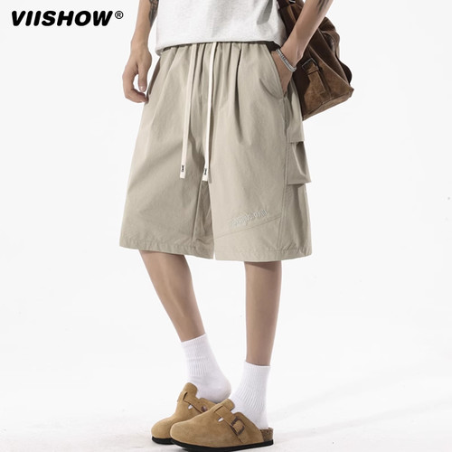 VIISHOW夏季薄款户外休闲工装短裤男女潮牌机能多口袋速干五分裤