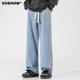 VISHOW牛仔裤 子 垂感直筒裤 男春秋潮牌纯色美式 复古休闲宽松长裤