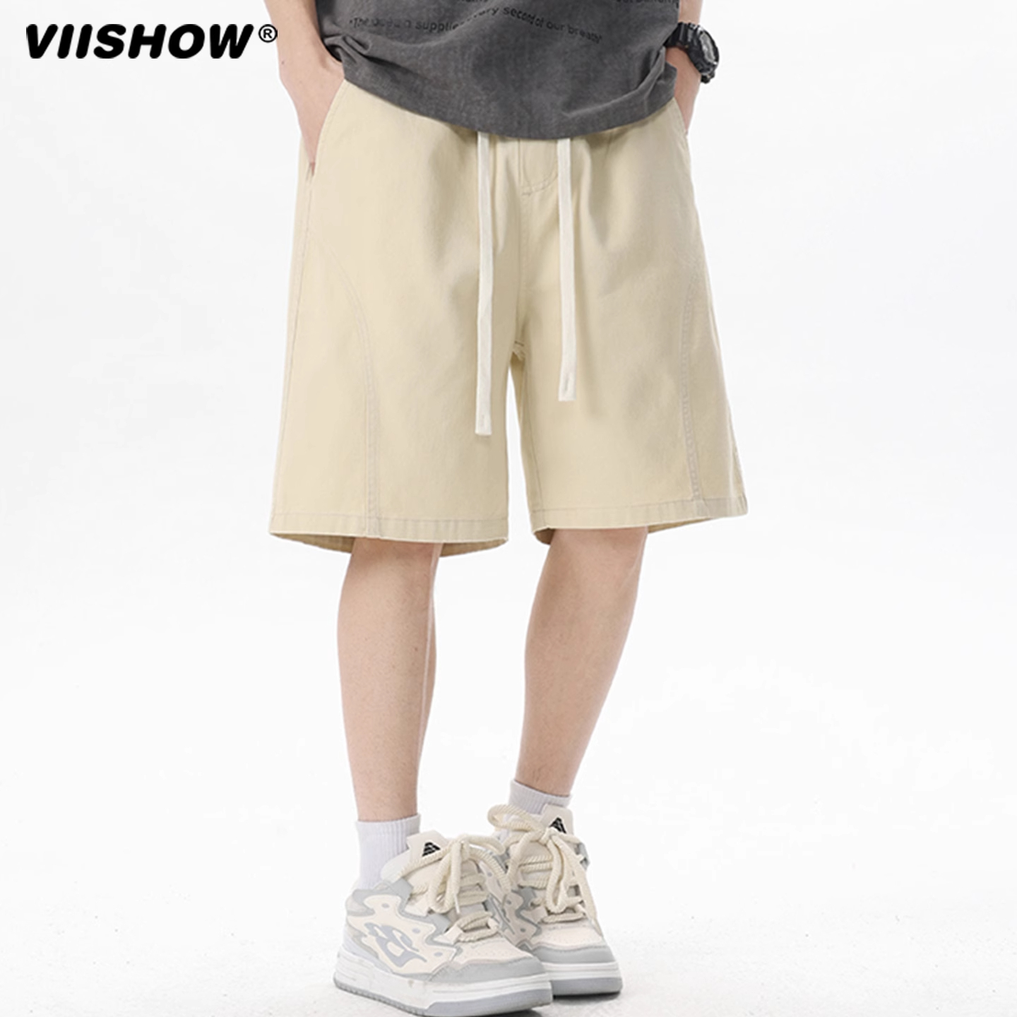 VIISHOW2025夏季冰丝宽松沙滩裤子男款冰感休闲运动速干短裤薄款