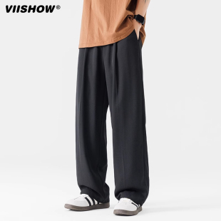 男秋季 潮牌痞帅裤 薄款 高级感直筒裤 子 宽松垂感阔腿裤 VISHOW西裤