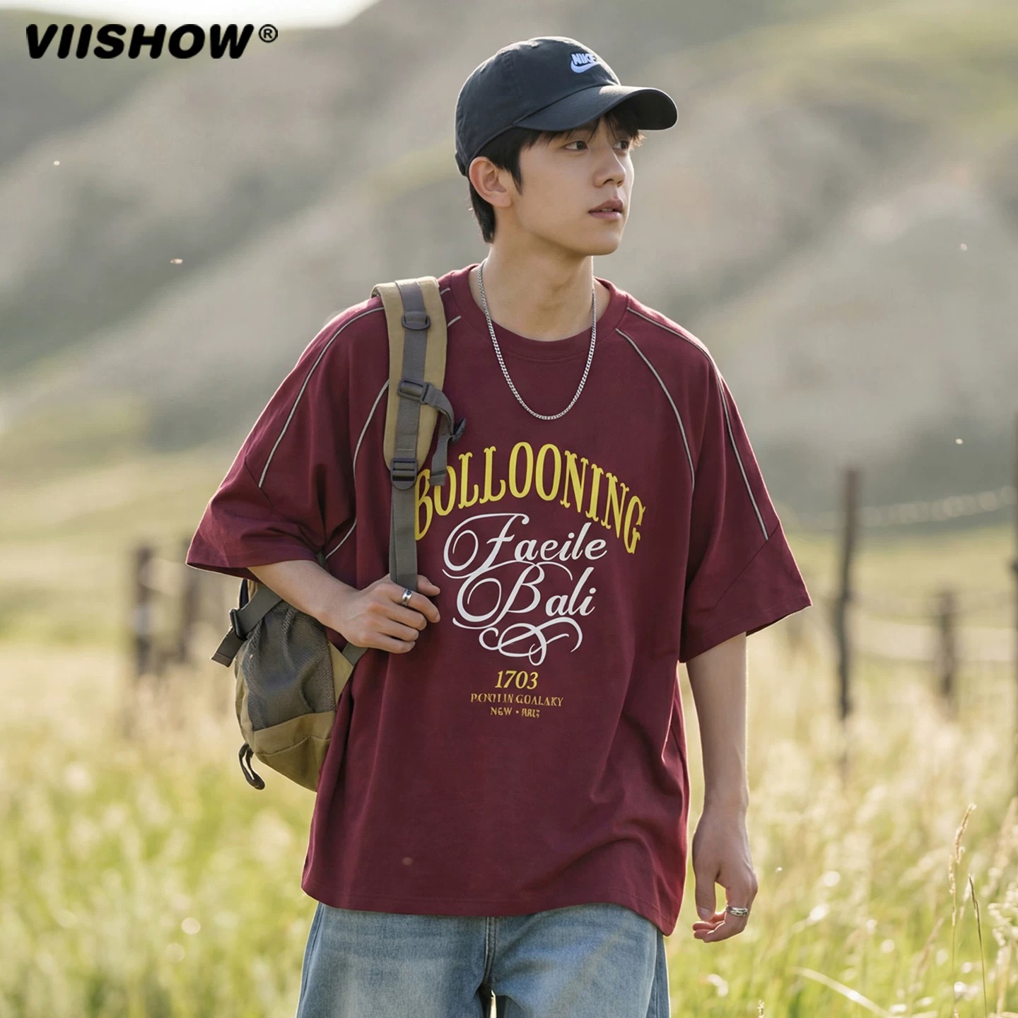 VIISHOW欧美嘻哈字母印花短袖T恤男夏季潮牌bf风宽松情侣休闲百搭