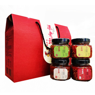 登封梁老头辣椒酱礼盒280g*4瓶拌面下饭酱咸菜微辣蒜香 河南特产