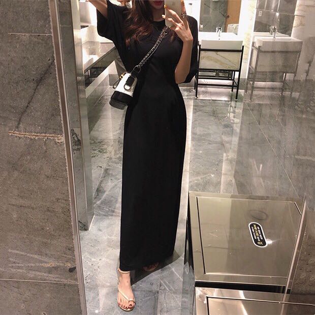 TOOTOO Ïļ¾º«¹úпɫÑü²¿°´¿ÛÊÕÑüÏÔÊݺÚÉ«¶ÌÐäÁ¬ÒÂȹ³¤È¹
