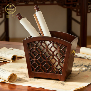 实木书法作品收纳桶筒书画国画宣纸毛笔字收纳筐字画书法纸收纳盒