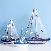 Phong cách Địa Trung Hải thuyền thủ công bằng gỗ thuyền buồm mô hình đồ trang trí thuyền buồm đơn giản quà tặng - Trang trí nội thất