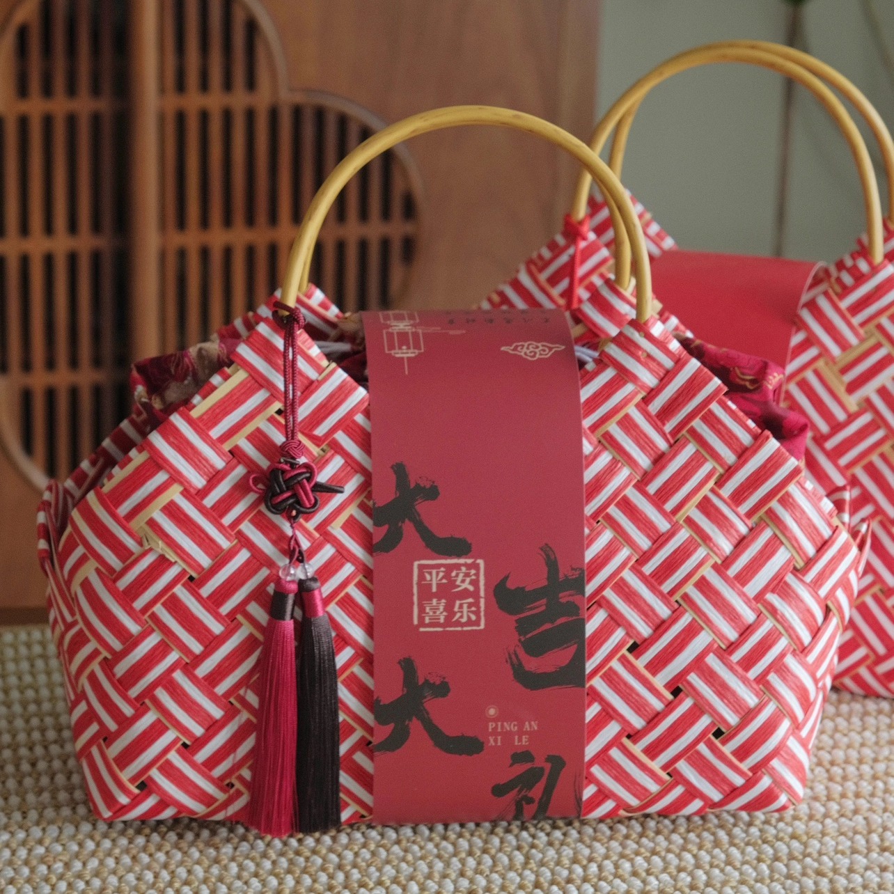 【杉木片提篮】2026春节年货大容量特产腊味提篮新中式礼盒包装