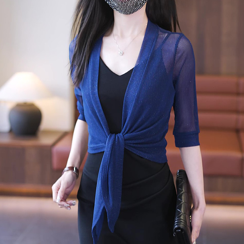 披肩夏季配裙子的小外搭网纱开衫薄款短款洋气百搭小外套上衣罩衫