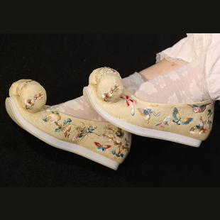 鸾羽x江南朱记汉服鞋联名款【百蝶】小枕头内增高汉服鞋百搭布鞋