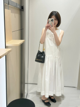原 C&S女装 标准版纯色船领拼接无袖连衣裙夏季新品