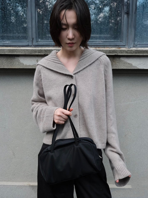 原 C家女装标准版型纯色短款长袖水手领开衫毛衣秋冬新品