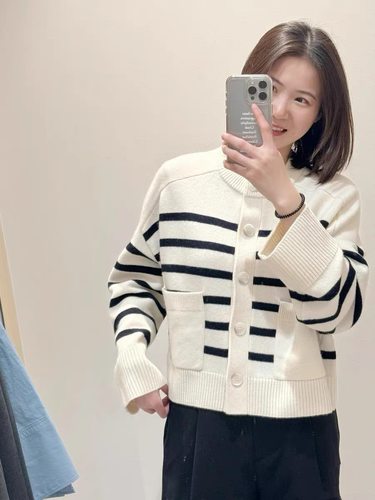 原CS女士经典全羊毛休闲版型圆领针织开衫秋季新品