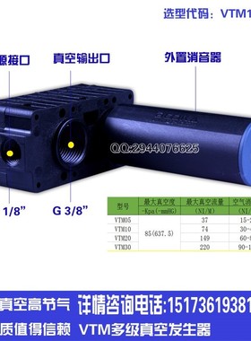 发生器高真空度节气大流量真空发生器进口VTM10 2030 50多级真空
