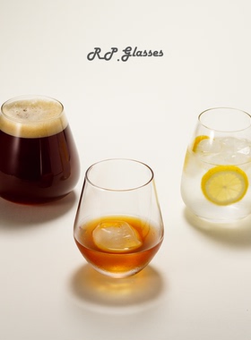韧佩玻璃杯大肚收口杯古典威士忌杯无脚O型饮料果汁水杯可印LOGO