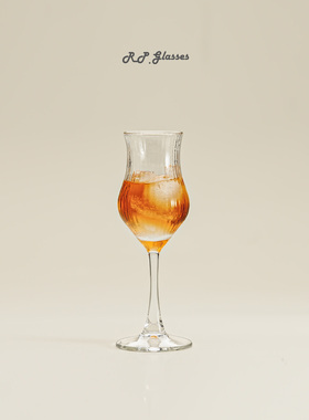 RP威士忌闻香杯竖纹收腰品酒杯郁金香高脚杯冷萃杯可印刷LOGO
