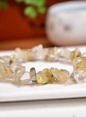 原石闺蜜不规则天然金发晶手链