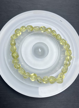 柠檬黄水晶糖豆单圈手链手串男珠子约7.6mm送朋友礼物气质百搭