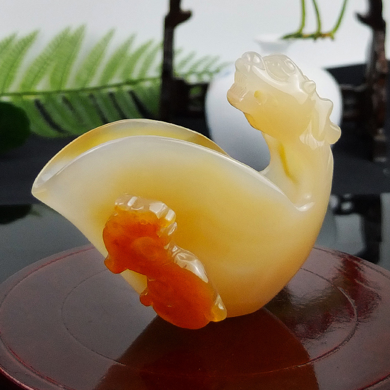 沛孚天然原矿玛瑙玉髓仿古杯子俏红巧雕龙头杯盏摆件收藏正品包邮