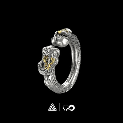 无垠联名大骨巨蛇戒指925银18K