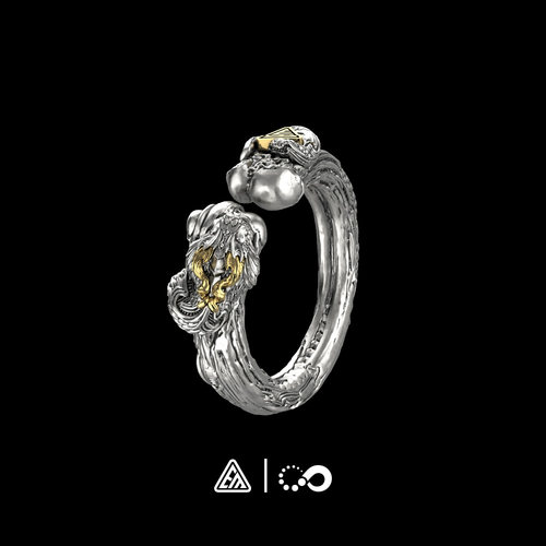 无垠联名大骨巨蛇戒指925银18K