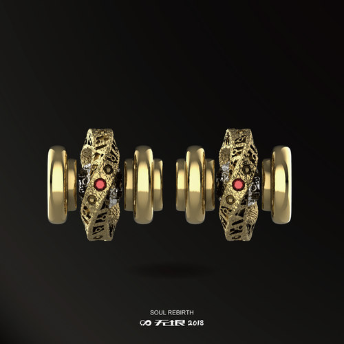 无垠925银22K金星环.文玩万向轴