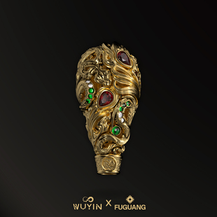 WUYIN无垠&扶光 联名羽蛇三通 文玩配饰 925银22K金 潮流百搭