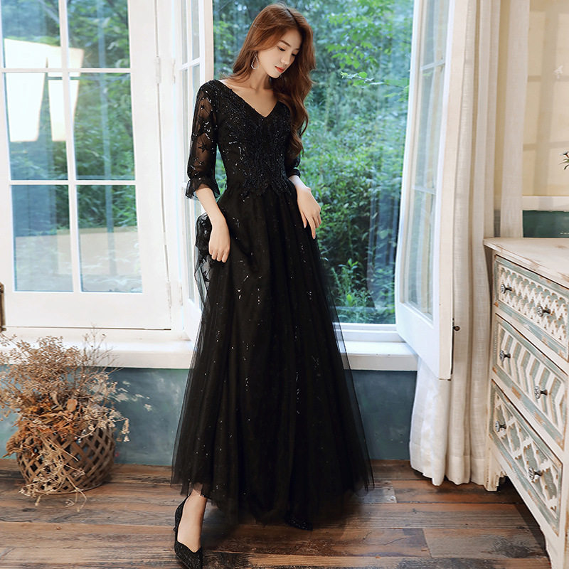 大码晚礼服女胖mm 显瘦宴会气质高贵加肥加大年会主持礼服裙200斤