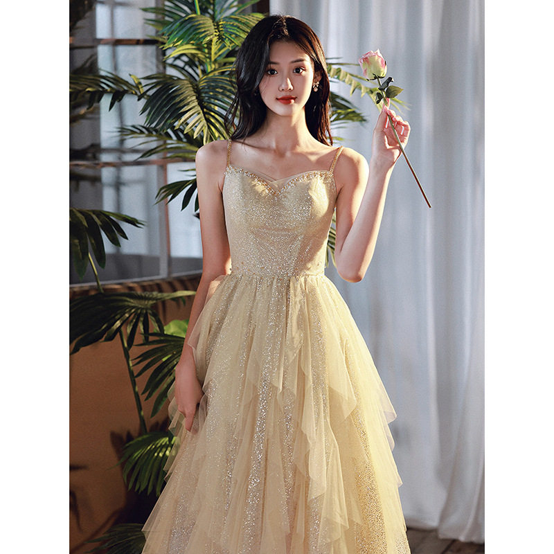 吊带晚礼服女宴会气质主持艺考高端轻奢小众名媛生日裙高级感年会