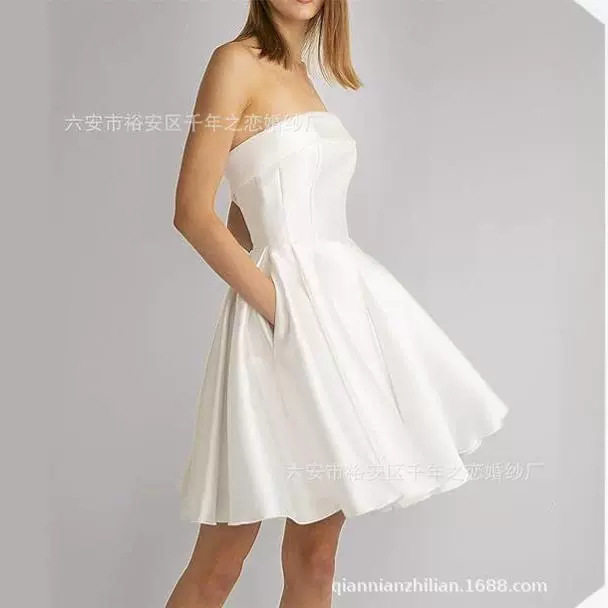 生日会抹胸小礼服2026新款无袖收腰显瘦礼服主持人短款气质连衣裙