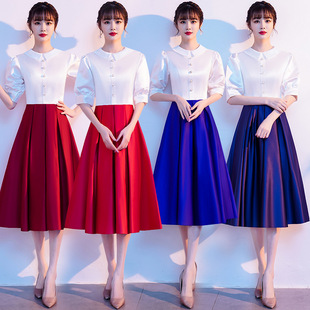 大合唱团演出服女大学生朗诵红歌比赛演讲成人表演服装主持人礼服