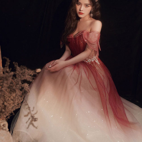 抹胸一字肩晚礼服女2026新款敬酒服新娘仙气质大气显瘦宴会礼服裙