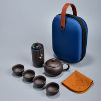Purple clay Gongfu tea set, one pot, four cups, travel tea set, portable bag, tea brewing set, outdoor car express passenger cup thumbnail 5
