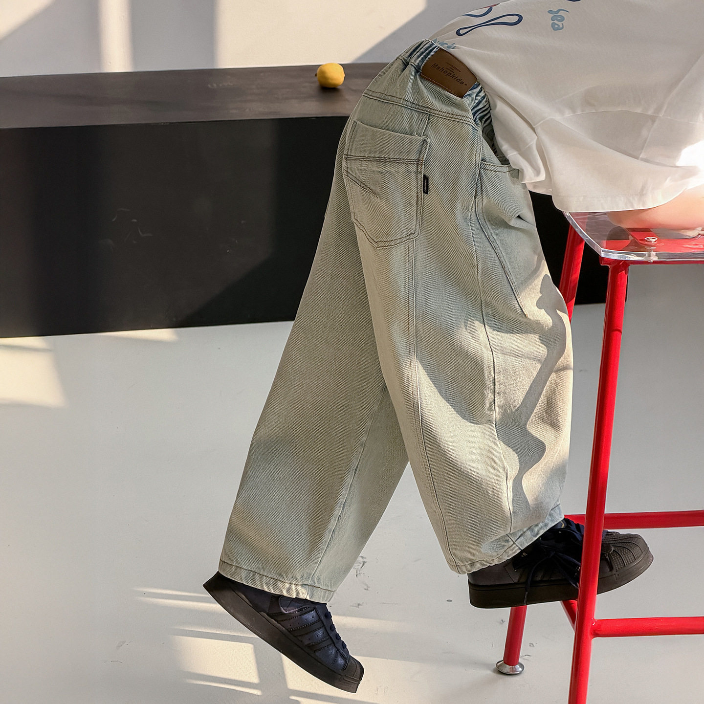 【1月5日新品包邮】男童春季韩版童装2026新款儿童个性弯刀牛仔裤