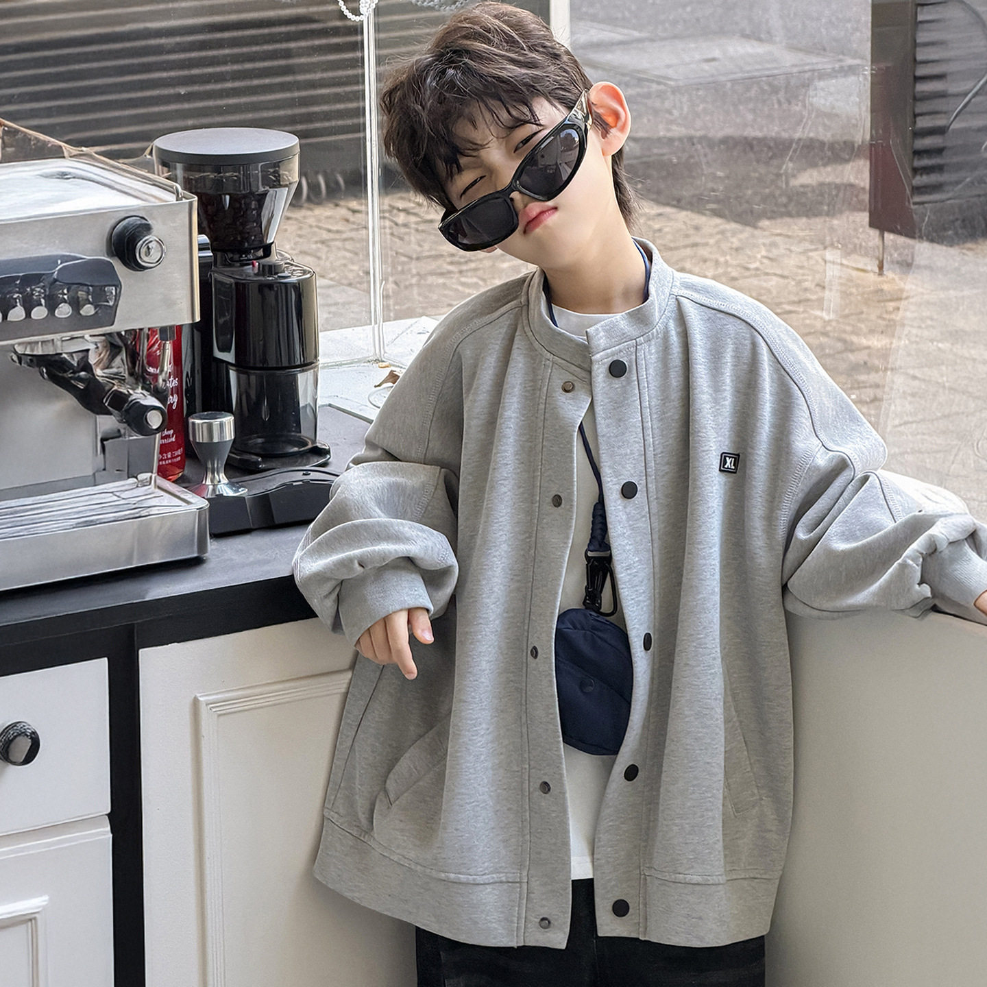 棉小铺男童外套儿童春季韩版2026新款简潮休闲针织圆领童装上衣潮