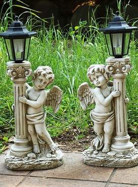 厂家直销树脂仿古风天使庭院摆件