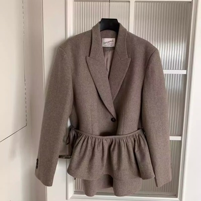 waitmore2025秋冬新款韩系简约百搭条纹西装外套