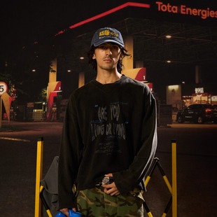 AGRYPNIA 印花套头宽松短宽boxy卫衣 25FW水洗做旧vintage数码