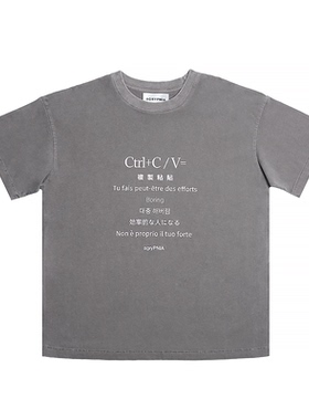 AGRYPNIA 洗水做旧单缝线复古短宽vintage印花T恤短袖boxyfit