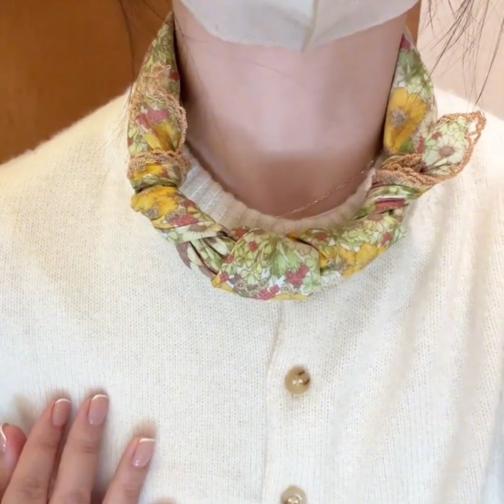 田园碎花小方巾女全棉印花装饰薄款小领巾围巾拍照头巾春秋百搭