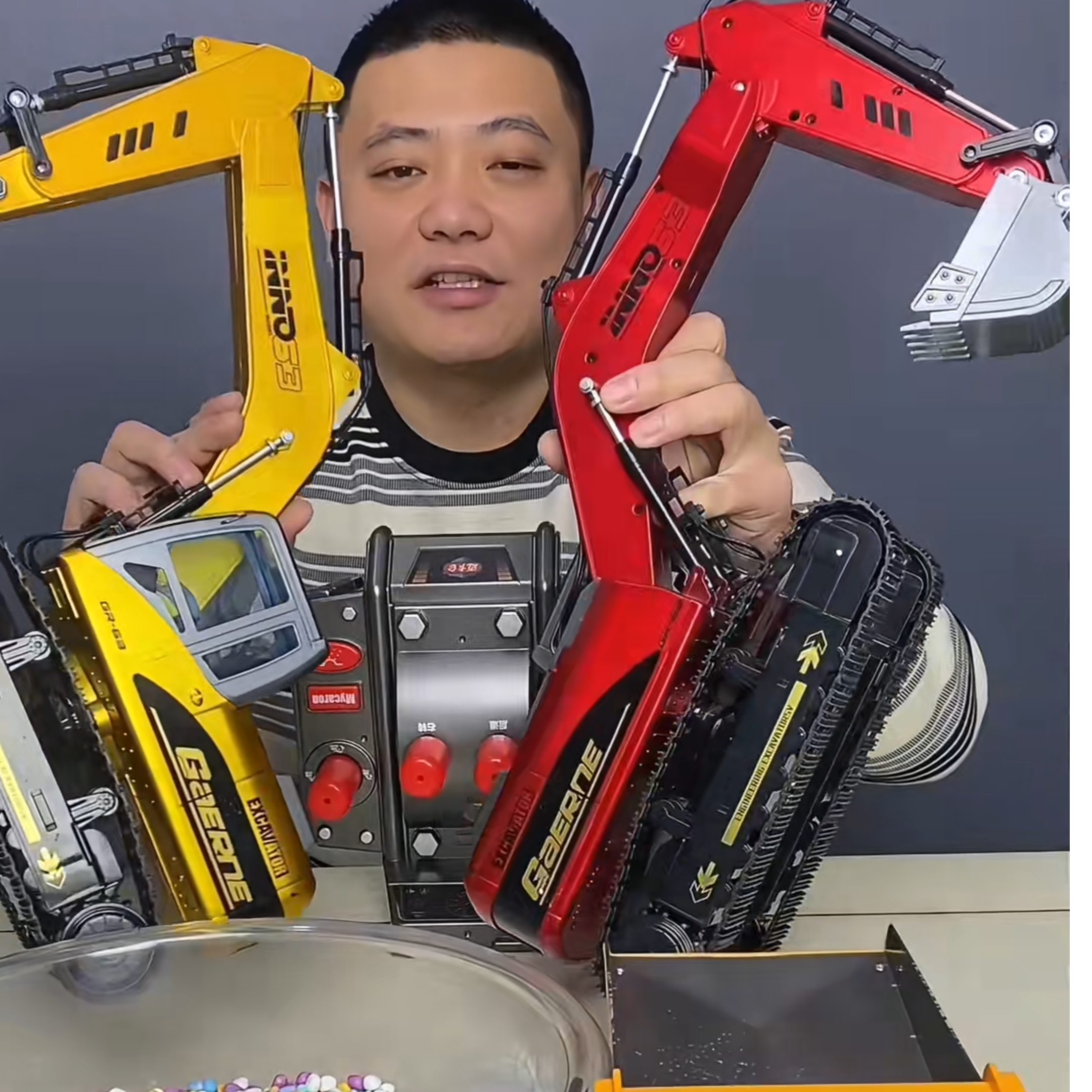 儿童大号无线遥控挖掘机 12 通道工程车可充电 835A 模型玩具