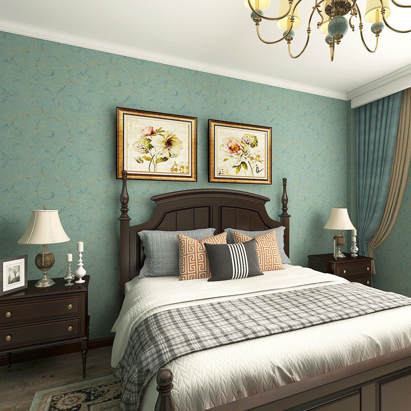 复古欧式风卧室客厅无缝墙布
