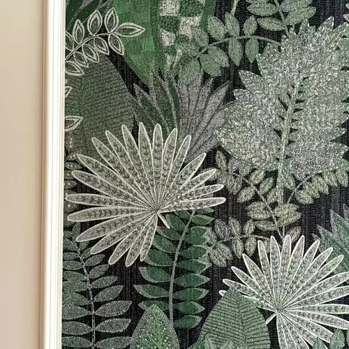 法式轻奢厚实提花植物系无缝墙布
