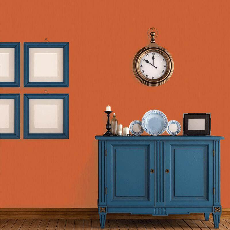 高端现代轻奢亮橙色无缝壁布橘红色橙红色客厅卧室餐厅背景墙墙布