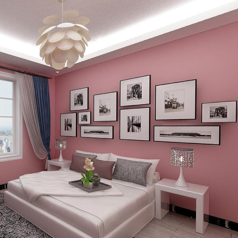 纯素色脏粉色珊瑚粉无缝墙布简约现代素雅客厅卧室儿童房背景壁布