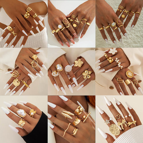 2022 Vintage Cross Heart Joint Ring retro rings finger 1 set