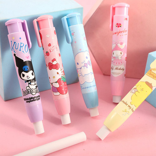 press eraser pupil stationary cute replaceable erasers pen